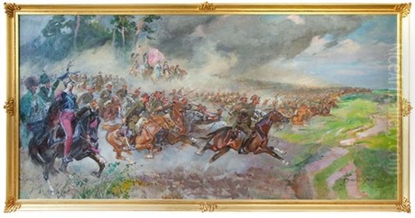 Ulan's Rhapsody Oil Painting by Woiciech Ritter Von Kossak