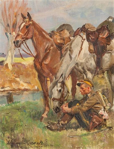 Soldier Oil Painting by Woiciech Ritter Von Kossak