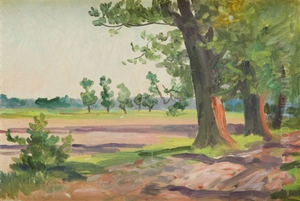 Pejzaz Z Drzewami Oil Painting by Woiciech Ritter Von Kossak