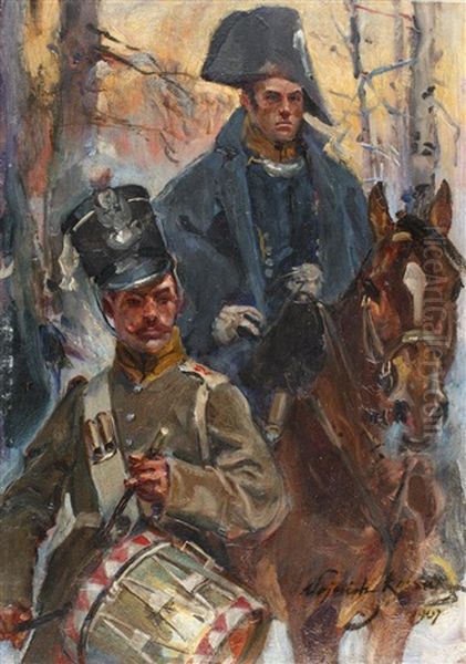 Fragment Olszynki Grochowskiej Oil Painting by Woiciech Ritter Von Kossak