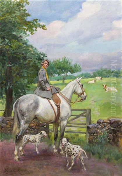 Woman On Horseback Oil Painting by Woiciech Ritter Von Kossak