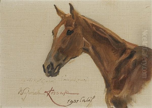 Horse Head Oil Painting by Woiciech Ritter Von Kossak