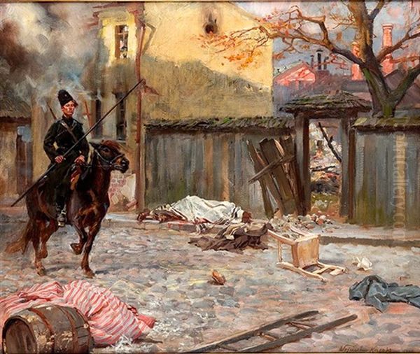 Ranek Po Pogromie Oil Painting by Woiciech Ritter Von Kossak
