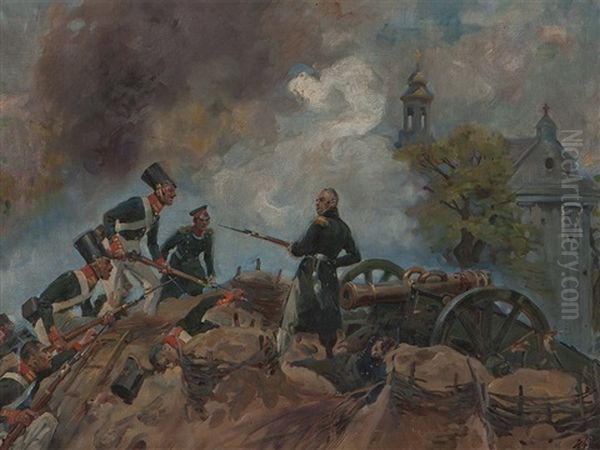 General Josef Sowi?ski In Battle Oil Painting by Woiciech Ritter Von Kossak