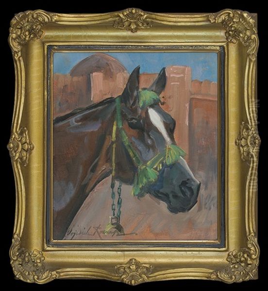 Horse's Head Oil Painting by Woiciech Ritter Von Kossak