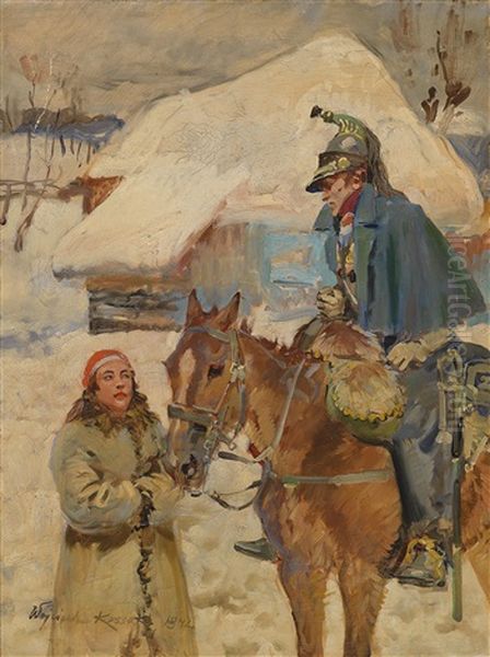 Begegnung Oil Painting by Woiciech Ritter Von Kossak