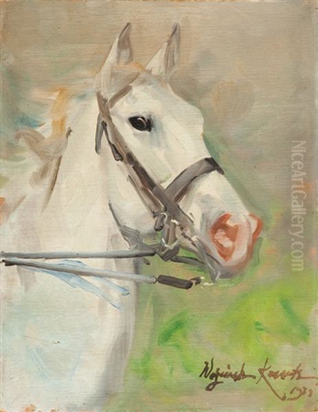 Studium Glowy Konia Oil Painting by Woiciech Ritter Von Kossak