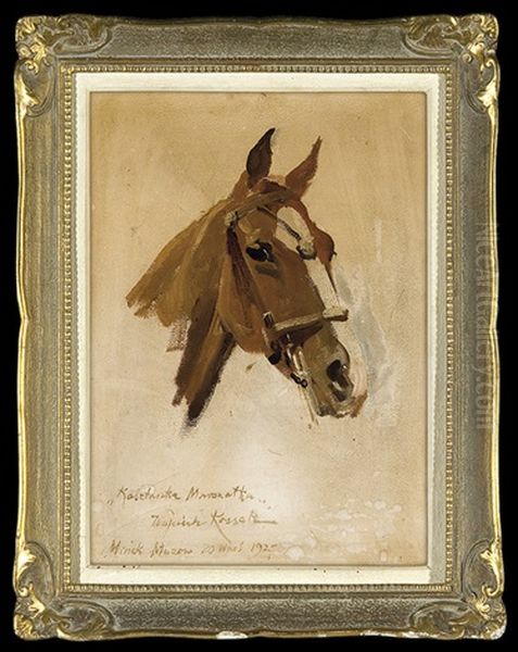 Marshal Pilsudski Chestnut Mare Oil Painting by Woiciech Ritter Von Kossak