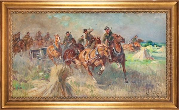 Potyczka Oil Painting by Woiciech Ritter Von Kossak