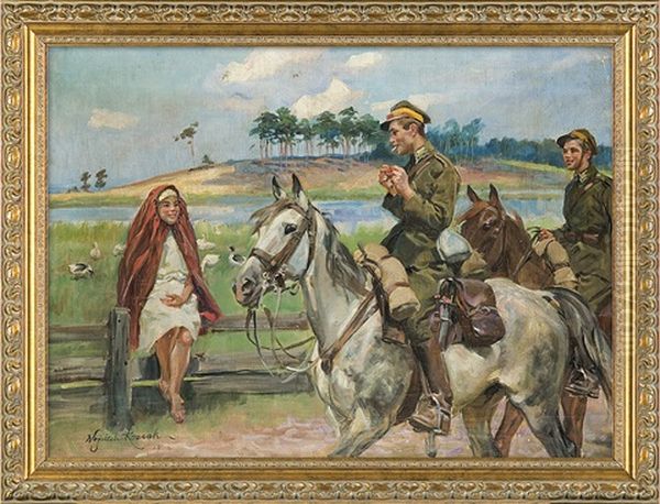 Lancers Patrol Oil Painting by Woiciech Ritter Von Kossak