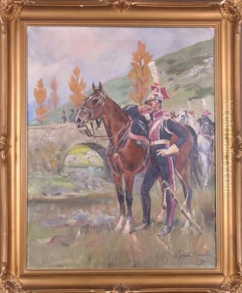 Ulan Przy Koniu Oil Painting by Woiciech Ritter Von Kossak