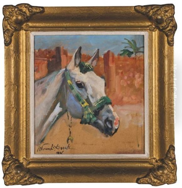 Glowa Konia Oil Painting by Woiciech Ritter Von Kossak