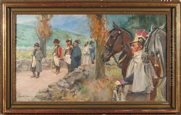 Przed Szarza W Wawozie Samosierra Oil Painting by Woiciech Ritter Von Kossak