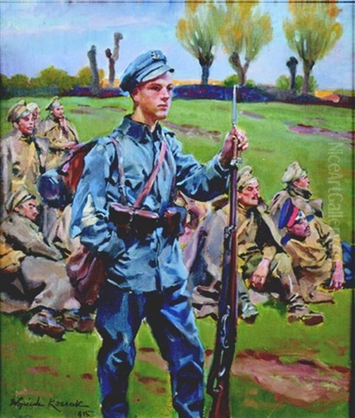 Legionisci Oil Painting by Woiciech Ritter Von Kossak