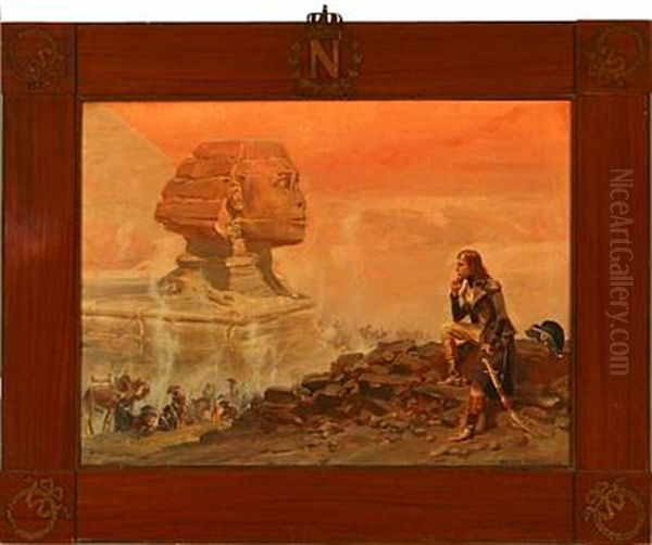 Napoleon After The Lost Battle Near The Pyramids And The Great Sphinx Oil Painting by Woiciech Ritter Von Kossak