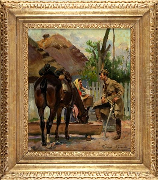 Zaloty Oil Painting by Woiciech Ritter Von Kossak