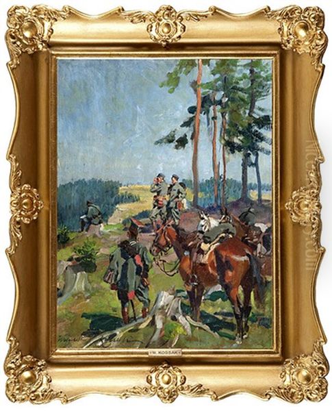 Zwiad Oil Painting by Woiciech Ritter Von Kossak