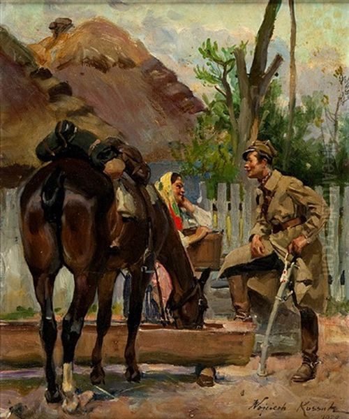 Zaloty Oil Painting by Woiciech Ritter Von Kossak