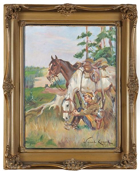 Odpoczynek Ulana Oil Painting by Woiciech Ritter Von Kossak