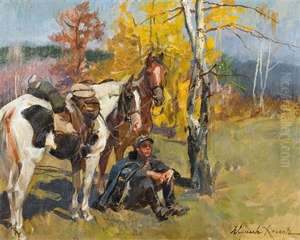 Rest Oil Painting by Woiciech Ritter Von Kossak