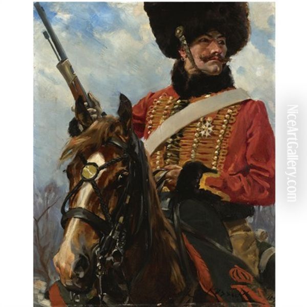 Horseman Oil Painting by Woiciech Ritter Von Kossak
