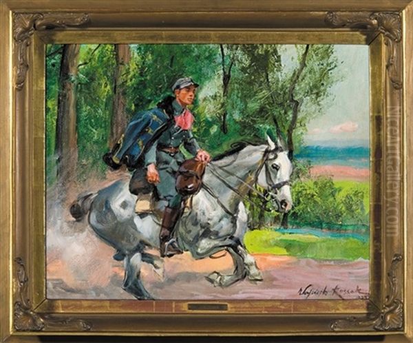 Messenger Oil Painting by Woiciech Ritter Von Kossak