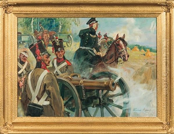 Gunners Oil Painting by Woiciech Ritter Von Kossak