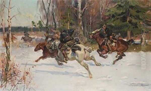 The Attack Oil Painting by Woiciech Ritter Von Kossak