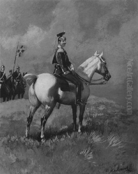 Kaiser Wilhelm Ii In Der Uniform Der Konigsulanen Bei Den Kaisermanovern Des Jahres 1901 Oil Painting by Woiciech Ritter Von Kossak
