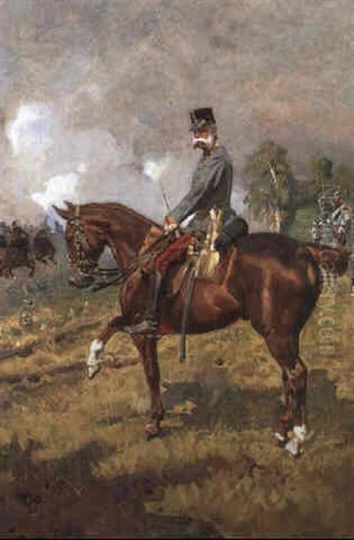 Kaiser Franz Joseph I. Zu Pferd Oil Painting by Woiciech Ritter Von Kossak