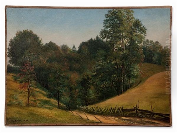 Tyrolean Autumn Landscape Oil Painting by Carl Georg Koester