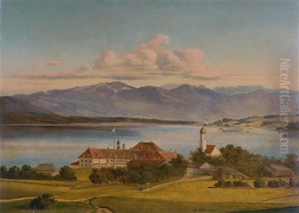 Frauenkloster In Tirol Oil Painting by Carl Georg Koester