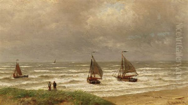 Fischerboote An Der Kanalkuste Oil Painting by Everhardus Koster
