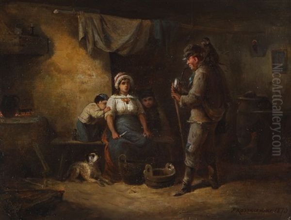 Przybysz Z Malpka Oil Painting by Franciszek Kostrzewski