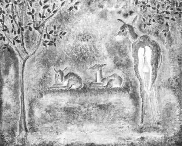 Les Biches Tranquilles Oil Painting by Sei Koyanagui