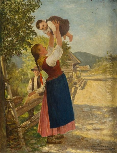 Play With A Child Oil Painting by Anton Kozakiewicz