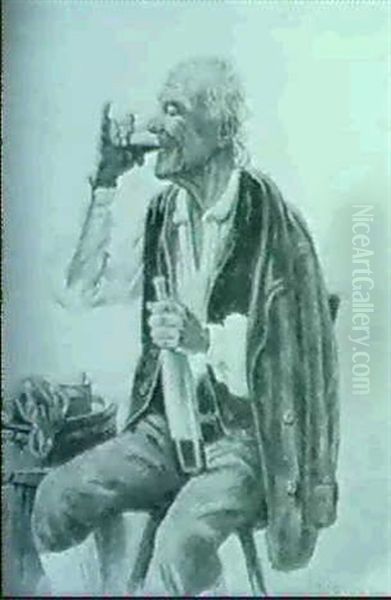 Weintrinkender Bauer In Gruner Weste Oil Painting by Peter Kraemer the Younger