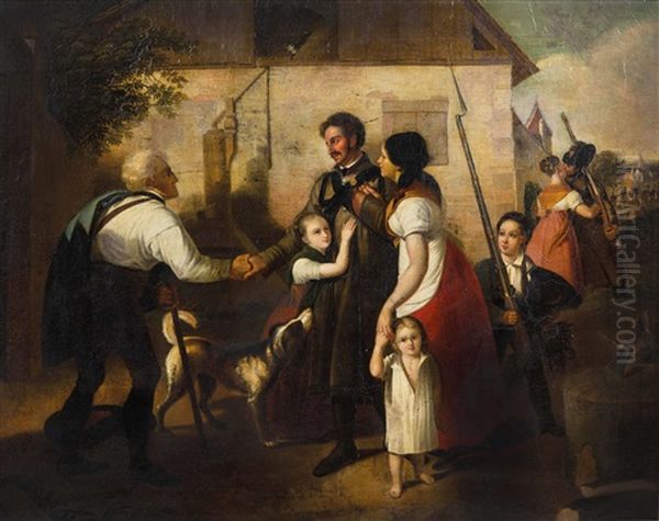 Die Heimkehr Des Landwehrmannes Oil Painting by Johann-Peter Krafft