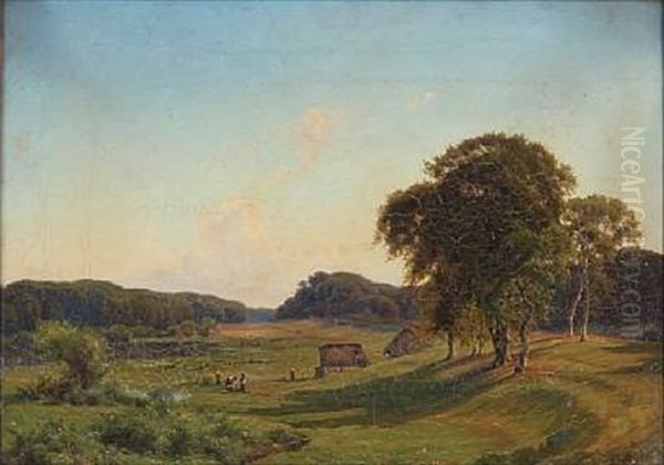 Landscape From Klampenborg, Denmark Oil Painting by Frederik-Carl-Julius Kraft