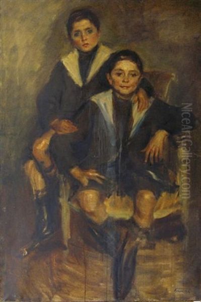 Les Deux Enfants Oil Painting by Roman Kramsztyk