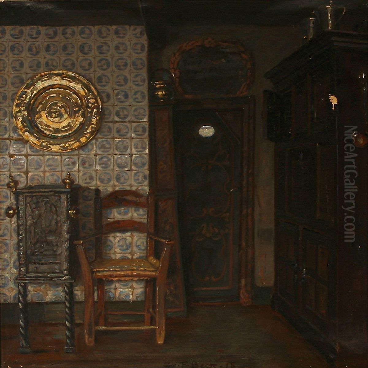 Interior From Weis Stue Inn, Ribe Oil Painting by Christian Frederick Beck