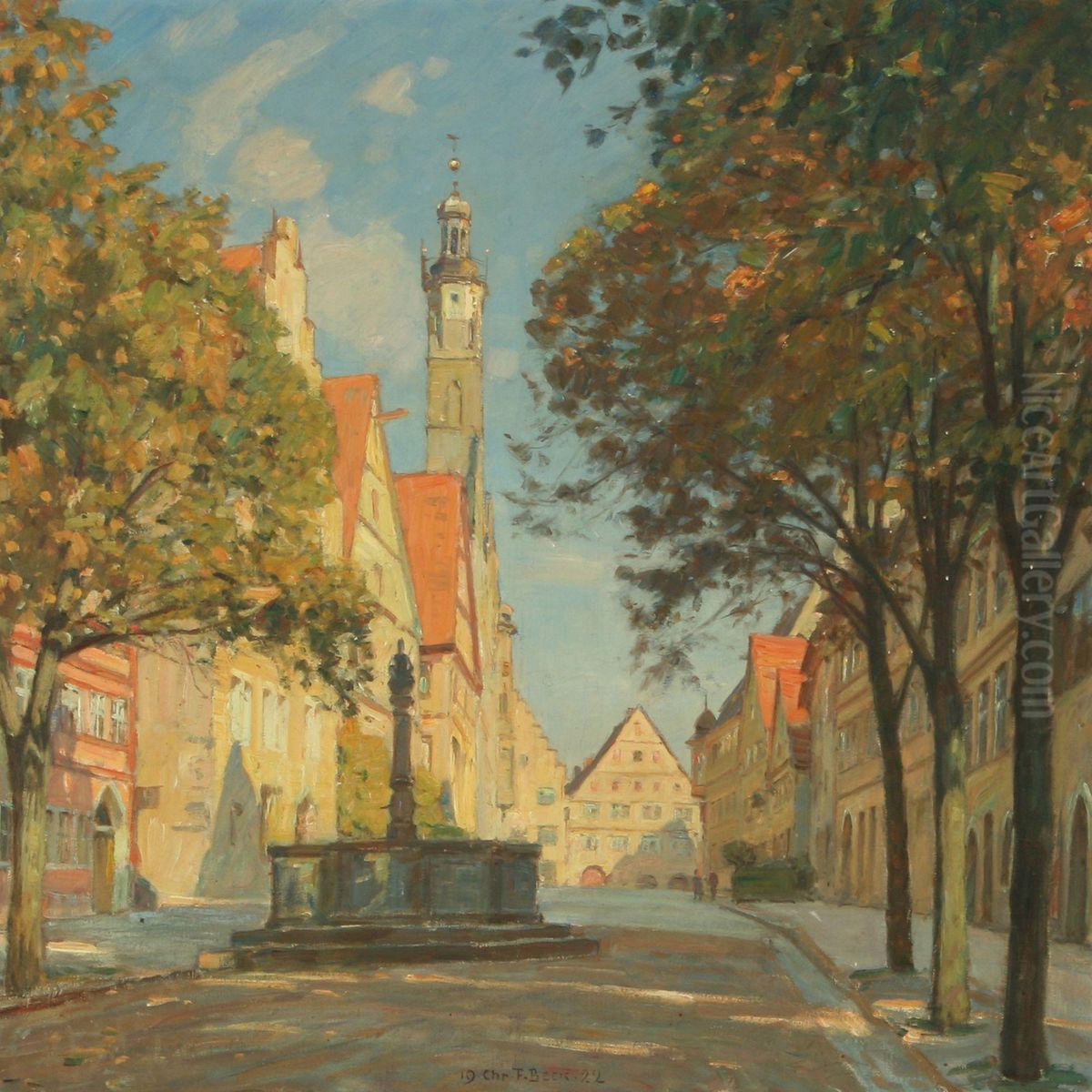 Streetscene Fromheerengasse Rothenburg Ob Der Tauber Oil Painting by Christian Frederick Beck