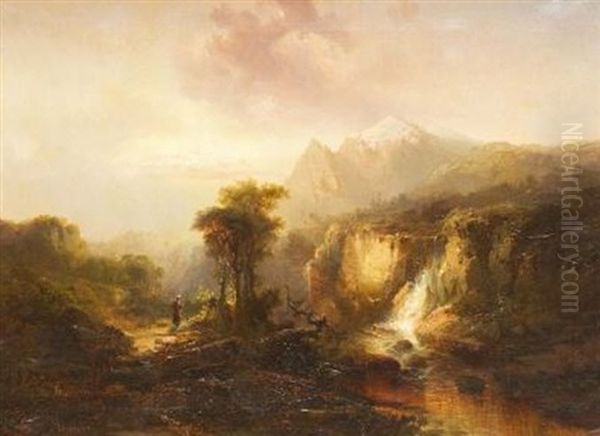 Gebirgslandschaft Vor Dem Gewitter Oil Painting by Franz Emil Krause