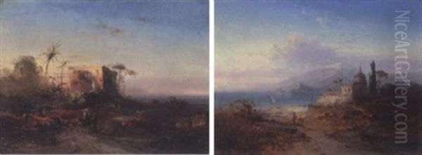 Sudlandische Kustenstimmung Oil Painting by Franz Emil Krause