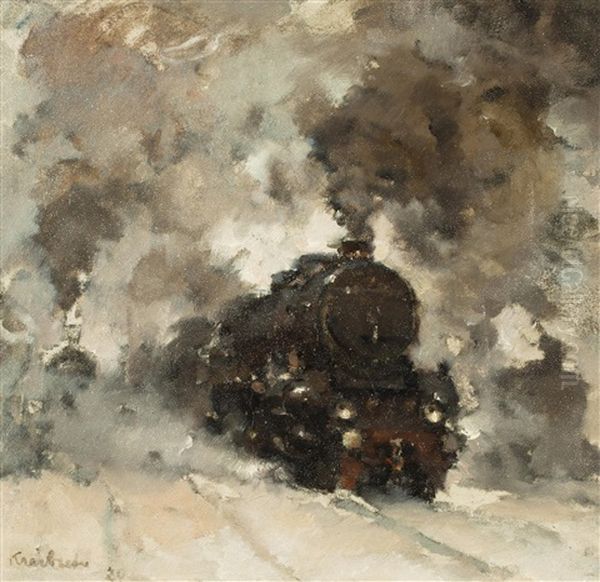 Lokomotive Oil Painting by Vilem Kreibich