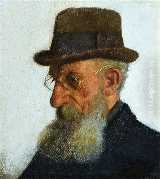 Bearded Figure Oil Painting by Lazar' Leibovich Krestin