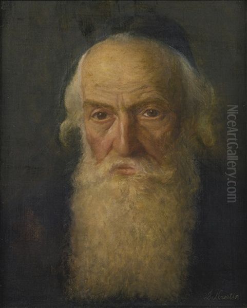 Rabbi Reading And Portrait Of A Rabbi (2 Works) Oil Painting by Lazar' Leibovich Krestin