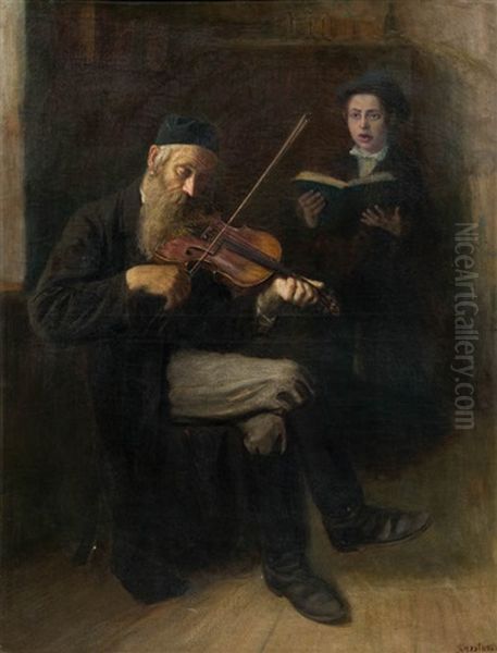 Judischer Geigenspieler Oil Painting by Lazar' Leibovich Krestin