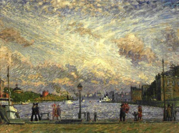 Strommen Fran Karl Xii:s Torg (study) Oil Painting by Nils Kreuger