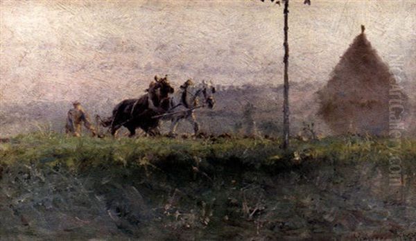 Hostplojning Oil Painting by Nils Kreuger